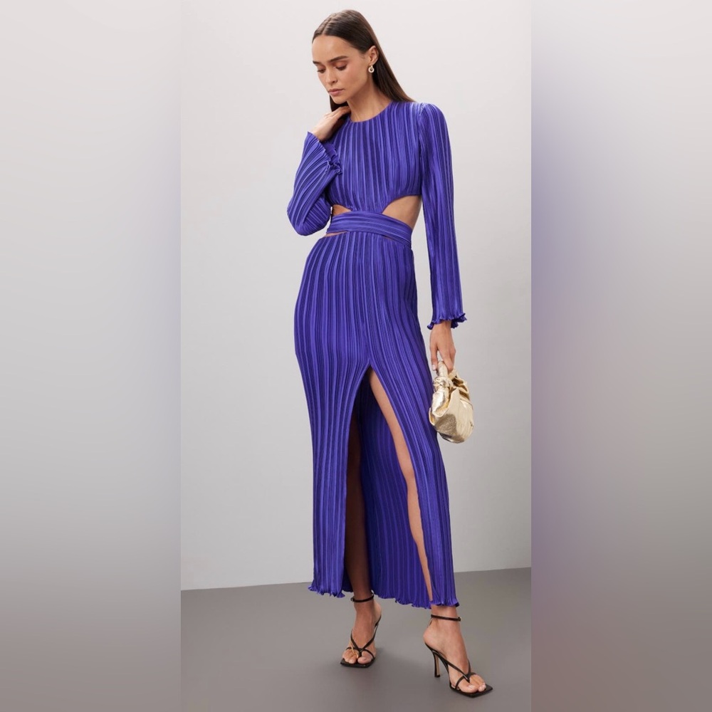 AIIFOS Phillipa Gown - Pleated Purple Maxi w/Cutouts & Slit (Sz 2)